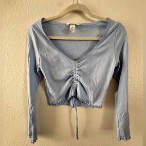 H&M Light Blue Long Sleeve Cropped Top